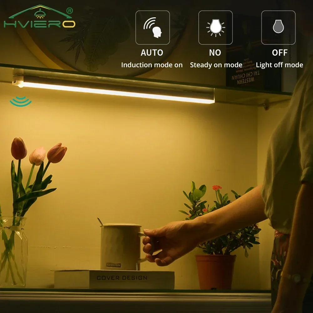 Veilleuse LED sans fil avec détecteur de mouvement, rechargeable par USB, magnétique, pour armoire, placard, cuisine, couloir