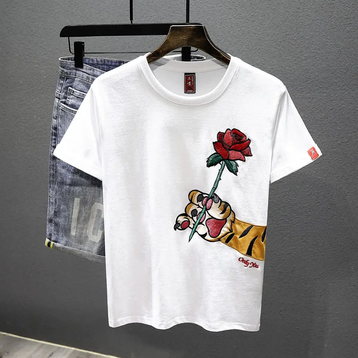 T-shirts brodés pour hommes, style rock humoristique, aquarelle, coton, tendance