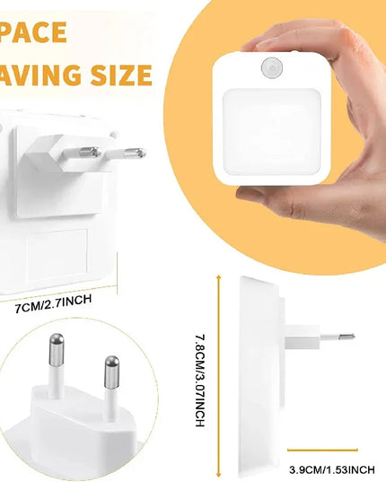 Veilleuse LED avec détecteur de mouvement, prise UE, sans fil, pour chambre d'enfant, chevet