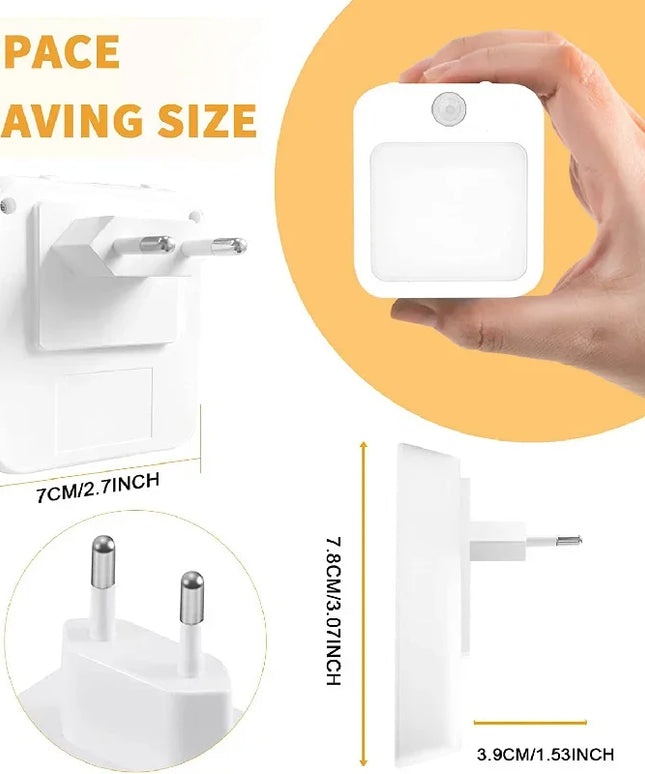 Veilleuse LED avec détecteur de mouvement, prise UE, sans fil, pour chambre d'enfant, chevet