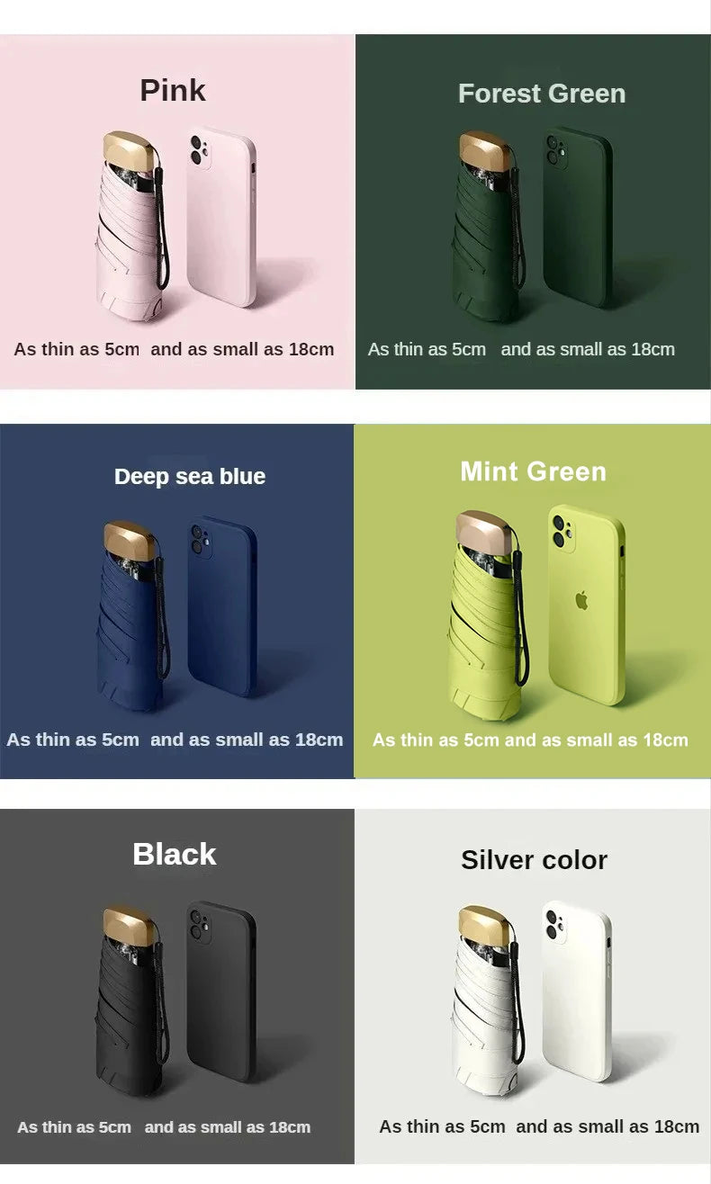 mini parapluie de poche pliable en vinyle, protection UV et ultraviolets, 55 % de réduction