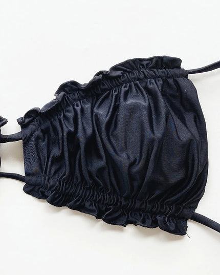 Maillot de bain bikini plissé ajustable