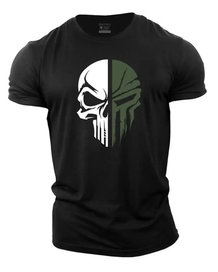 3D Men's T shirt for men Print Military Skull T Shirt Oversized Gym Short-Sleeved Sportswear Men Clothing Sport Top Tees