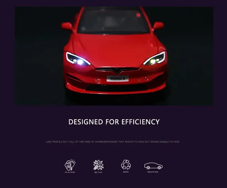Modèle de voiture Tesla en alliage moulé sous pression, échelle 1:24, jouet en métal, collection de simulation, son et lumière, jouet pour enfants, cadeau