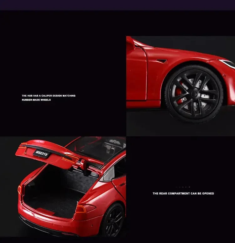 Modèle de voiture Tesla en alliage moulé sous pression, échelle 1:24, jouet en métal, collection de simulation, son et lumière, jouet pour enfants, cadeau