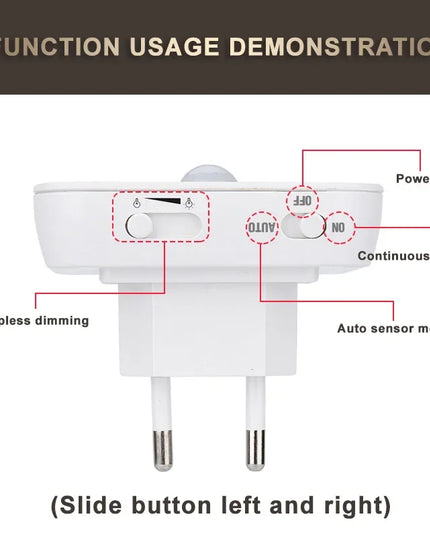 Veilleuse LED avec détecteur de mouvement, prise UE, sans fil, pour chambre d'enfant, chevet