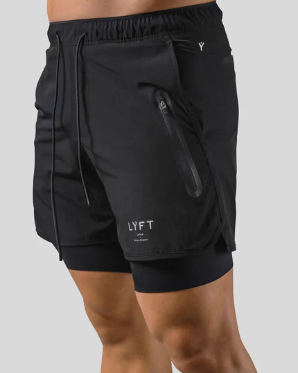 2024 Summer LYFT new Men's Athleisure shorts Double fake two basketball Fitness sweat drying shorts