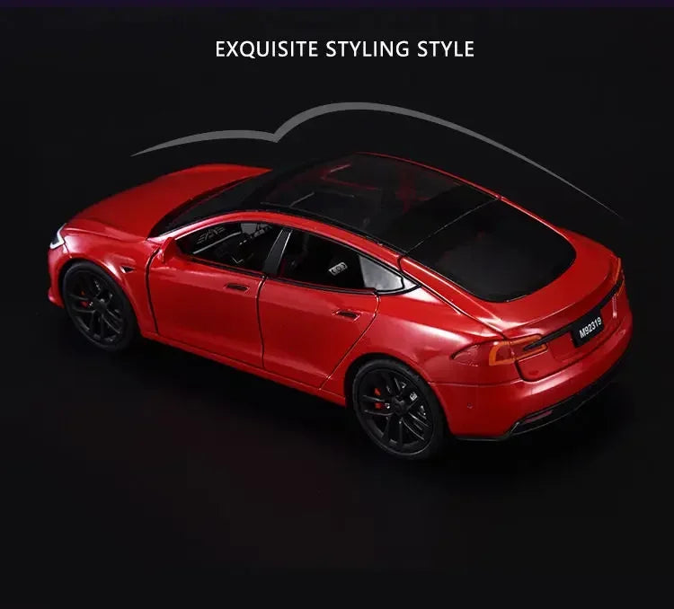 Modèle de voiture Tesla en alliage moulé sous pression, échelle 1:24, jouet en métal, collection de simulation, son et lumière, jouet pour enfants, cadeau