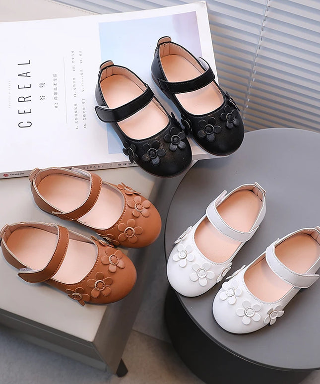 Chaussures Mary Jane pour fille, motif floral, trois couleurs, légères et élégantes, chaussures de princesse pour enfants, peu profondes, faciles à assortir, chics et plates, tailles 21 à 30