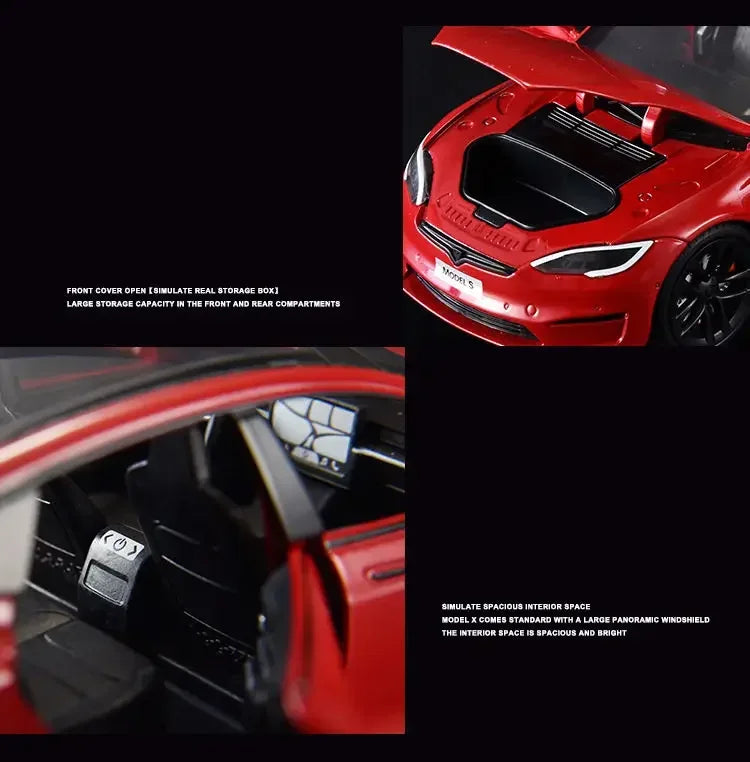 Modèle de voiture Tesla en alliage moulé sous pression, échelle 1:24, jouet en métal, collection de simulation, son et lumière, jouet pour enfants, cadeau