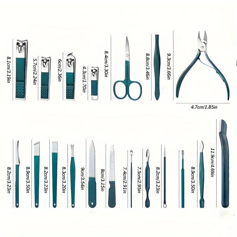 Kit de soins des ongles professionnel 7/10/12/18 pièces, ensemble de manucure et pédicure en acier inoxydable, ensemble de coupe-ongles avec étui de transport