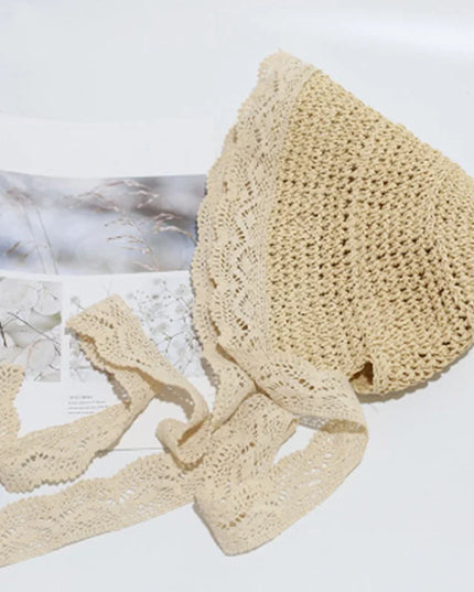 Chapeau de paille princesse à volants en dentelle pour enfants de 1 à 6 ans