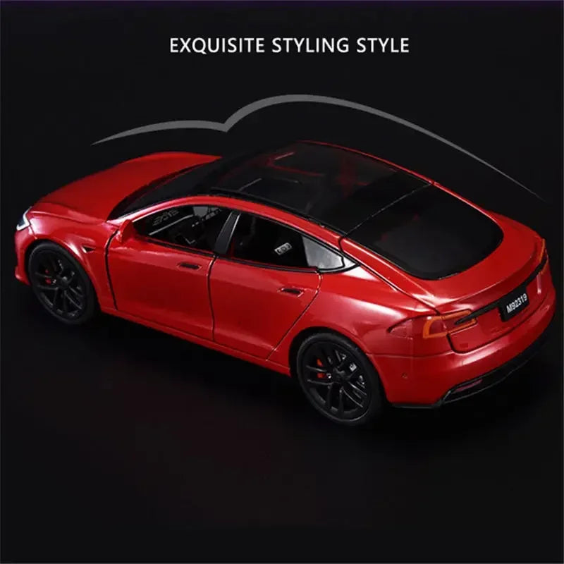 Modèle de voiture Tesla en alliage moulé sous pression, échelle 1:24, jouet en métal, collection de simulation, son et lumière, jouet pour enfants, cadeau