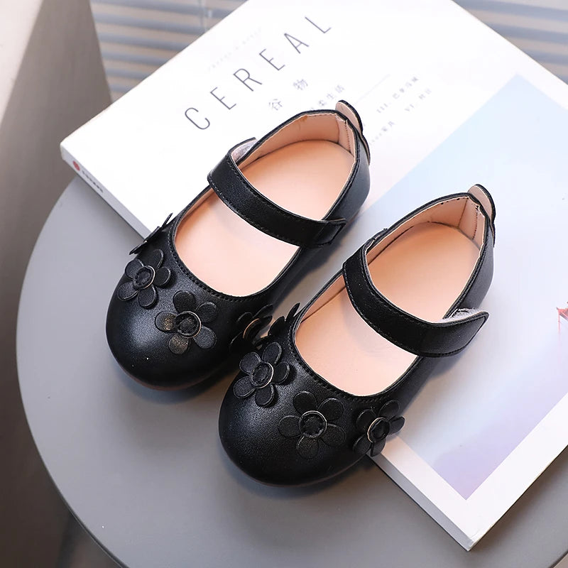 Chaussures Mary Jane pour fille, motif floral, trois couleurs, légères et élégantes, chaussures de princesse pour enfants, peu profondes, faciles à assortir, chics et plates, tailles 21 à 30
