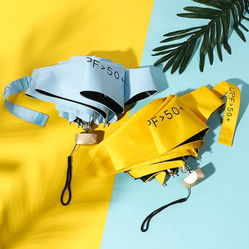 mini parapluie de poche pliable en vinyle, protection UV et ultraviolets, 55 % de réduction