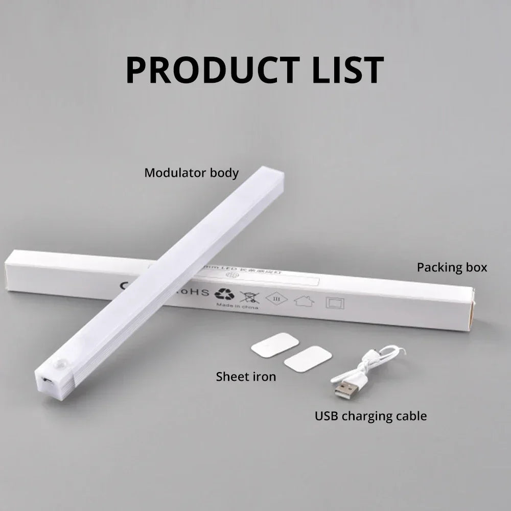 Veilleuse LED sans fil avec détecteur de mouvement, rechargeable par USB, magnétique, pour armoire, placard, cuisine, couloir