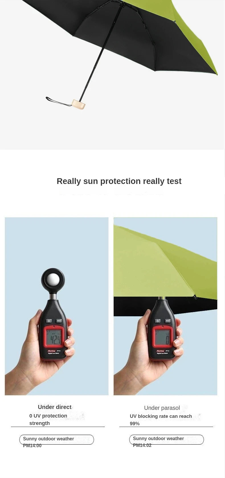 mini parapluie de poche pliable en vinyle, protection UV et ultraviolets, 55 % de réduction