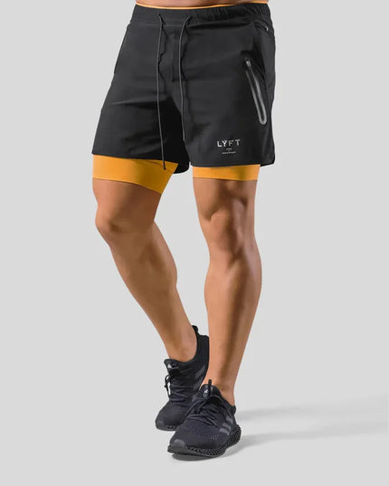 2024 Summer LYFT new Men's Athleisure shorts Double fake two basketball Fitness sweat drying shorts