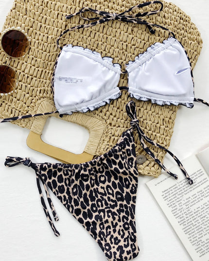 Maillot de bain bikini plissé ajustable