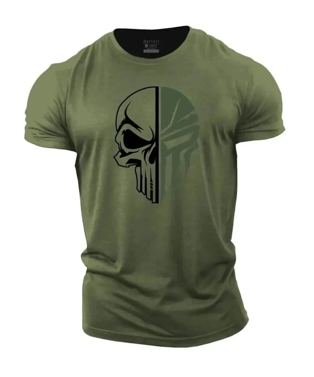 3D Men's T shirt for men Print Military Skull T Shirt Oversized Gym Short-Sleeved Sportswear Men Clothing Sport Top Tees
