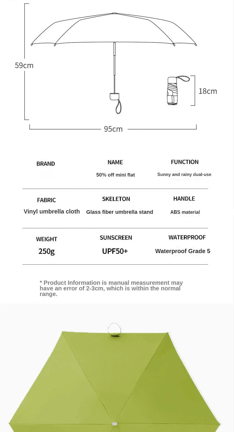 mini parapluie de poche pliable en vinyle, protection UV et ultraviolets, 55 % de réduction