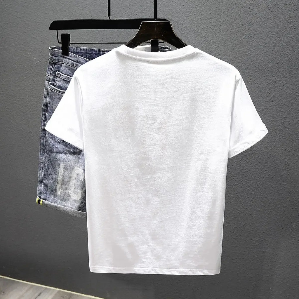 T-shirts brodés pour hommes, style rock humoristique, aquarelle, coton, tendance