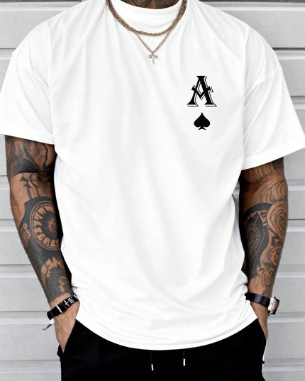 Artistic Letter A Peach Heart Printed Mens T Shirts Summer Cotton T-Shirt Casual O-Neck Clothes Hip Hop Oversized Short Sleeve