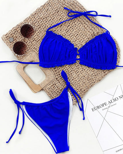 Maillot de bain bikini plissé ajustable