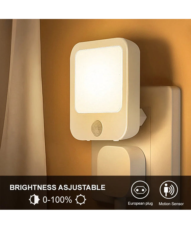 Veilleuse LED avec détecteur de mouvement, prise UE, sans fil, pour chambre d'enfant, chevet