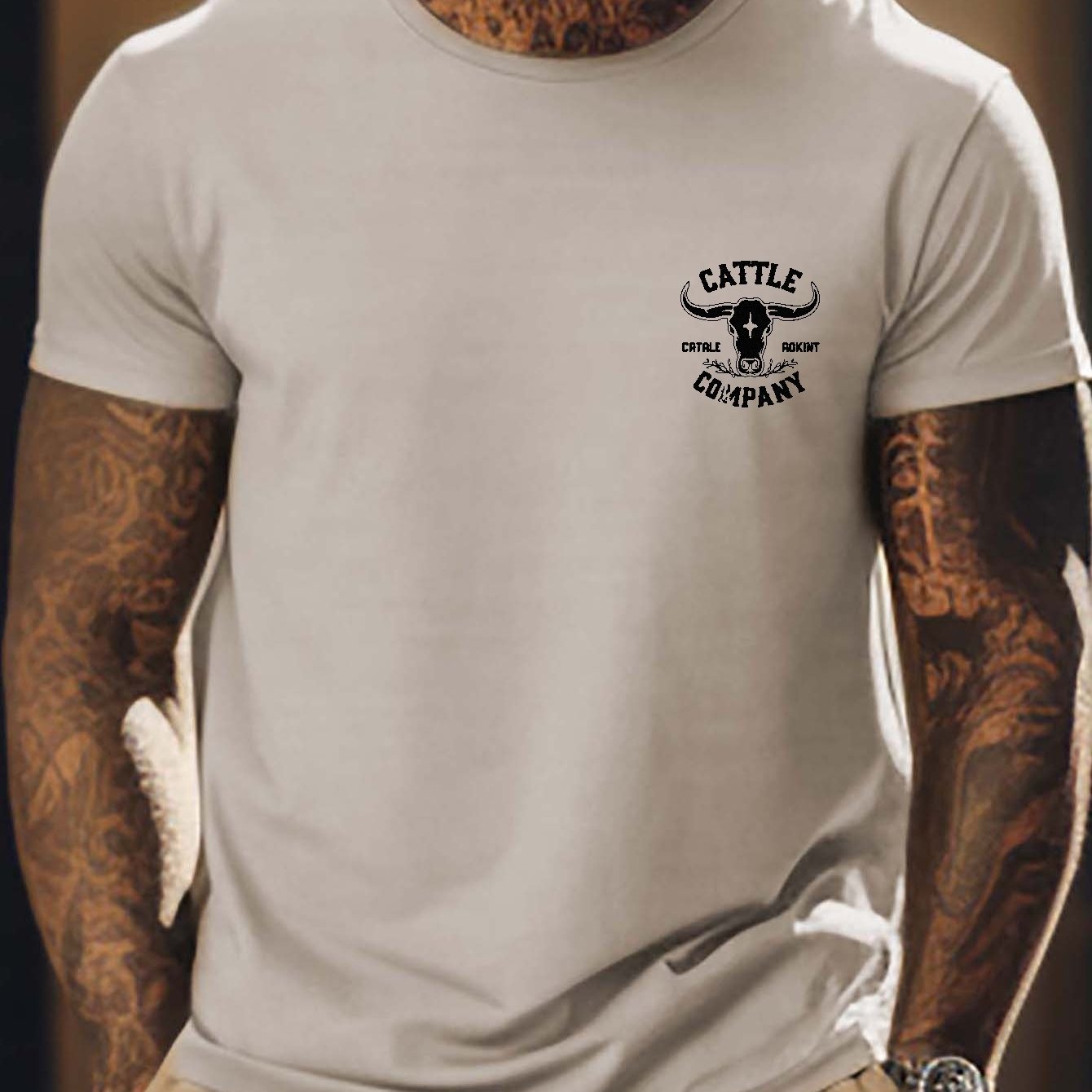 T-shirts à manches courtes imprimés bétail pour homme