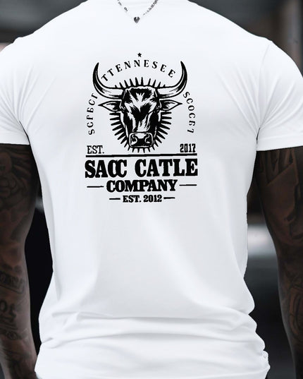 T-shirts à manches courtes pour hommes avec taureau imprimé