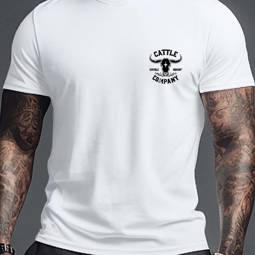 T-shirts à manches courtes imprimés bétail pour homme