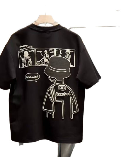 T-shirt imprimé d'été à manches courtes pour homme, 100 % coton, style tendance unisexe, col rond