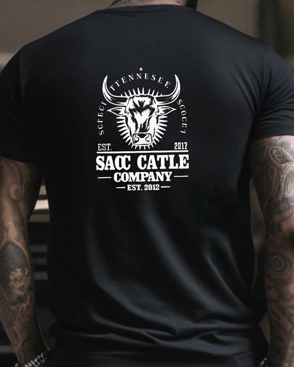 T-shirts à manches courtes pour hommes avec taureau imprimé